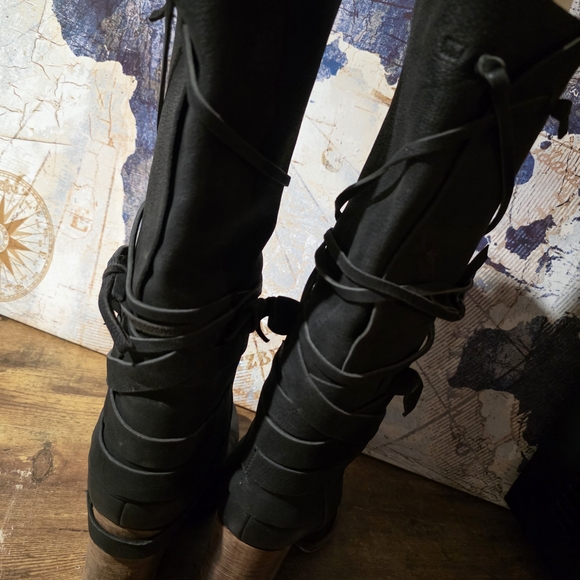 Free People Royal Rush Wrap Black Knee-High Boho Boots - Picture 4 of 15